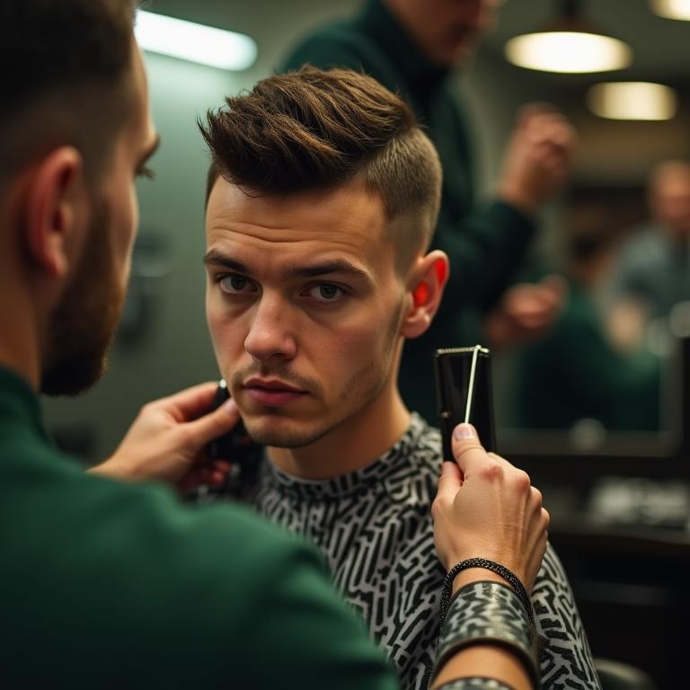 Master barber delivering a precision fade at The Shearer